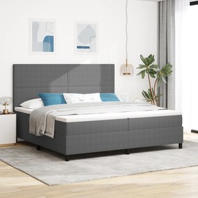 vidaXL Κρεβάτι Box Spring με Στρώμα & LED Φως Γκρι 200x200 εκ. Ύφασμα Σατέν