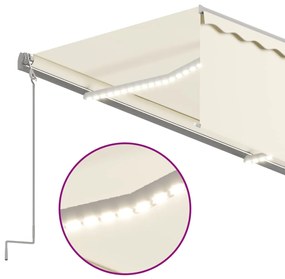 vidaXL Τέντα Αυτόματη με Σκίαστρο/LED/Αισθ. Ανέμου Κρεμ 3,5 x 2,5 μ.