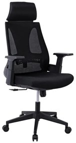 BF8750 Πολυθρόνα Γραφείου Διευθυντή, Mesh Μαύρο, Ύφασμα Μαύρο