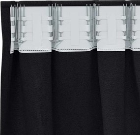 vidaXL Κουρτίνες Μαύρης Ύφανσης με Δαχτυλίδια 2 pcs Μαύρο