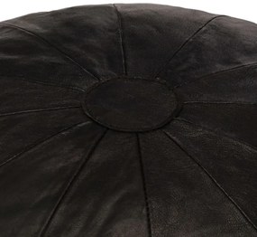Πουφ Μαύρο 40 x 35 εκ. από Γνήσιο Δέρμα Κατσίκας - Μαύρο