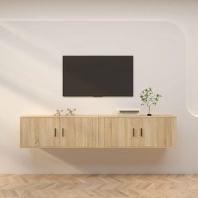 vidaXL Έπιπλα Τηλεόρασης Επιτοίχια 2 τεμ. Sonoma Δρυς 100x34,5x40 εκ