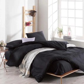 EnLora Home σετ κρεβατοκάμαρας 162ELR1406, 65% βαμβάκι, 35% πολυεστέρας, 4 τεμάχια, κάλυμμα 200x220 cm, σεντόνι 220x240 cm, καλύμματα 50x70 cm, μαύρο