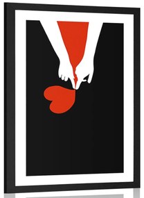 Αφίσα με πασπαρτού Ένωση δύο καρδιών - 60x90 black