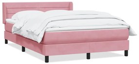 vidaXL Κρεβάτι Boxspring με Στρώμα Ροζ 140x210 εκ. Βελούδινο