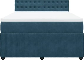 vidaXL Κρεβάτι Boxspring με Στρώμα Μπλε 160x200 εκ. Βελούδινο