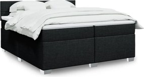 vidaXL Κρεβάτι Boxspring με Στρώμα Μαύρο 200x200 εκ. Υφασμάτινο