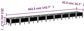 Ζαρντινιέρα με Πασσάλους Γκρι 362,5x42,5x28,5εκ. Πολυπροπυλένιο - Γκρι