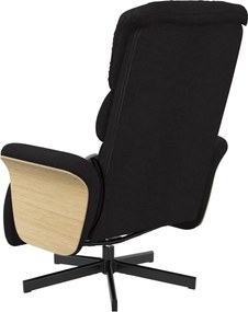 vidaXL Πολυθρόνα Μασάζ Ανακλινόμενη με Υποπόδιο Μαύρη Υφασμάτινη