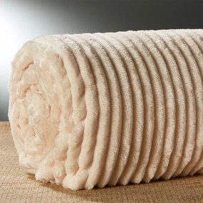 Κουβέρτα Fleece Υπέρδιπλη (220x240) Whitegg Ριγέ AW2023 Εκρού