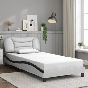 vidaXL Πλαίσιο Κρεβατιού με LED Λευκό/Μαύρο 100x200εκ. Συνθετικό Δέρμα