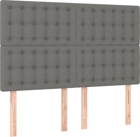 vidaXL Κρεβάτι Boxspring με Στρώμα Σκούρο Γκρι 140x190 εκ. Υφασμάτινο