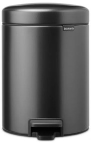 Κάδος απορριμμάτων με πεντάλ Brabantia NewIcon 1008838, 5 L, Ομαλό κλείσιμο, Αντιολισθητική βάση, Σκούρο γκρι