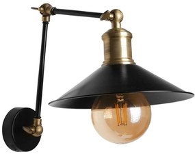 Φωτιστικό Τοίχου - Απλίκα Sara 534LUN3830 Φ23x30cm 1xE27 40W Black-Gold Opviq