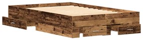 vidaXL Κρεβάτι με Συρτάρια Παλαιό ξύλο 120 x 190 cm Επεξεργασμένο ξύλο