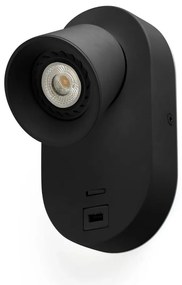 Φωτιστικό Τοίχου Corb GU10 Με Θύρα USB Black Faro Barcelona
