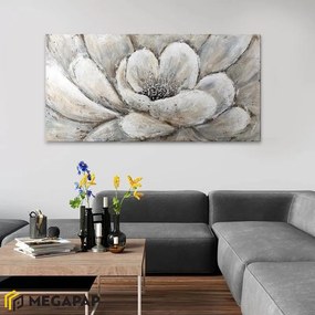 ΠΙΝΑΚΑΣ ΣΕ ΚΑΜΒΑ "SILVER FLOWERS" MEGAPAP ΨΗΦΙΑΚΗΣ ΕΚΤΥΠΩΣΗΣ 140X70X3ΕΚ.