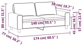 Καναπές Διθέσιος Taupe 140 εκ. Υφασμάτινος - Μπεζ-Γκρι