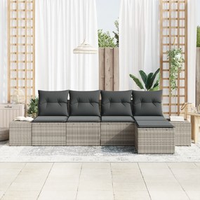 vidaXL Σετ 5 Τεμαχίων Καναπέ Κήπου με Μαξιλάρια Ανοιχτό Γκρι Πολυ Rattan