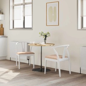 vidaXL Καρέκλα τραπεζαρίας 2 pcs Λευκό και Καφέ Στερεό Ξύλο Ραβέντι