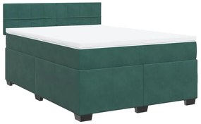 Κρεβάτι Boxspring με Στρώμα Σκούρο Πράσινο 160x200εκ. Βελούδινο - Πράσινο