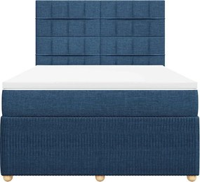 vidaXL Κρεβάτι Boxspring με Στρώμα Μπλε 140x200 εκ. Υφασμάτινο