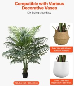 VEVOR 1829 mm Artificial Areca Palm Tree Faux Plant in Pot for Home Office