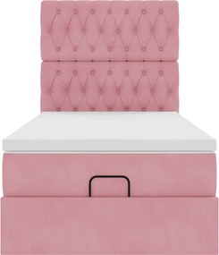 vidaXL Οθωμανικό κρεβάτι με στρώματα ροζ 90x190cm Velvet