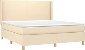 vidaXL Κρεβάτι Boxspring με Στρώμα Κρεμ 160x200 εκ. Υφασμάτινο