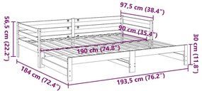 Καναπές Κρεβάτι Συρόμενος Χωρίς Στρώμα 90x190 εκ. Μασίφ Ξύλο - Καφέ