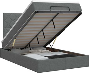 vidaXL Κρεβάτι Ottoman με στρώμα Σκούρο Γκρι 120 x 200 cm Ύφασμα