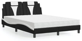 Κρεβάτι με Στρώμα Μαύρο/Λευκό 140x200 εκ. από Συνθετικό Δέρμα - Μαύρο