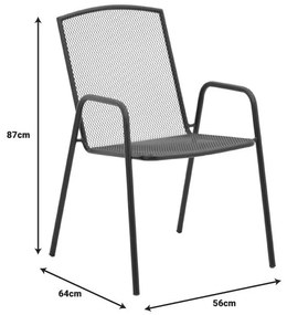 Πολυθρόνα Pomedon στοιβαζόμενη μαύρο μέταλλο 56x64x87εκ 56x64x87 εκ.