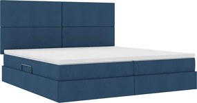 vidaXL LED Κρεβάτι αποθήκευσης με στρώμα Μπλε 200 x 200 cm Ύφασμα