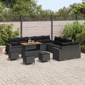 vidaXL Σετ Καναπέ Κήπου 14 pcs Μαύρο συνθετικό ρατάν