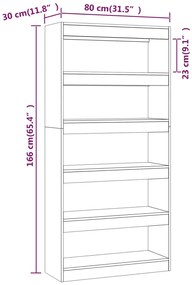 vidaXL Βιβλιοθήκη/Διαχωρισ. Χώρου Γκρι Σκυρ. 80x30x166 εκ. Επεξ. Ξύλο