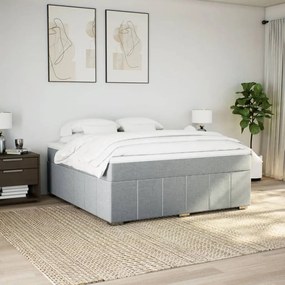 Κρεβάτι Boxspring με Στρώμα Ανοιχτό Γκρι 180x200 εκ. Υφασμάτινο - Γκρι