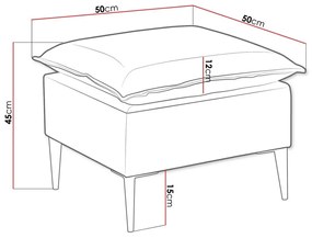 Σκαμπό σαλονιού Providence 147, Γκρι, 45x50x50cm, 9 kg, Ταπισερί, Πόδια: Μέταλλο | Epipla1.gr