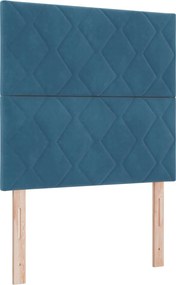 vidaXL Κρεβάτι box spring με στρώμα Μπλε 90 x 200 cm Βελούδο