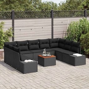vidaXL Σετ Καναπέ Κήπου με αποθήκευση 10 pcs Μαύρο