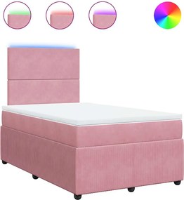 vidaXL Κρεβάτι Boxspring με Στρώμα Ροζ 120x190 εκ. Βελούδινο