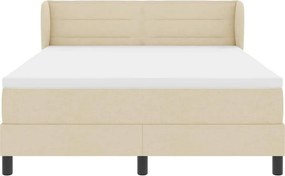 vidaXL Κρεβάτι με ελατήρια με στρώμα Κρεμ 140 x 190 cm ύφασμα