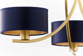 Κρεμαστό Πολύφωτο Arthur Φ65cm Χρυσό με Μπλε Ύφασμα
