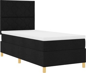 vidaXL LED Κρεβάτι με βάθρο με στρώμα Μαύρο 100 x 200 cm ύφασμα