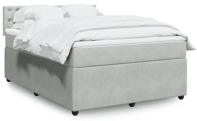 vidaXL Κρεβάτι Boxspring με Στρώμα Ανοιχτό Γκρι 140x190 εκ. Βελούδινο