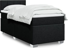 vidaXL Κρεβάτι Boxspring με Στρώμα Μαύρο 90x200 εκ. Υφασμάτινο