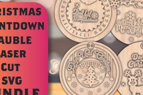 Σετ των 2 Intra απο ξύλο plywood 3mm-4mm πάχος για Χριστουγεννιάτικη αντίστροφη μέτρηση Δίασταση 15x15 cm INTRAFABR-107191523