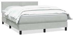 Κρεβάτι Boxspring με Στρώμα Ανοιχτό Γκρι 140x220 εκ. Βελούδινο - Γκρι