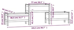 ΖΑΡΝΤΙΝΙΕΡΑ ΓΚΡΙ 245,5X44X75 ΕΚ. ΑΠΟ ΜΑΣΙΦ ΞΥΛΟ ΠΕΥΚΟΥ 822254