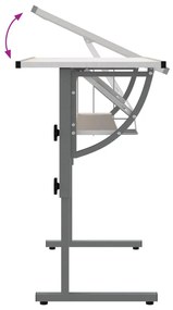 vidaXL Γραφείο Χειροτ. Λευκό/Γκρι 110x53x(58-87) εκ. Επ. Ξύλο&amp;Ατσάλι